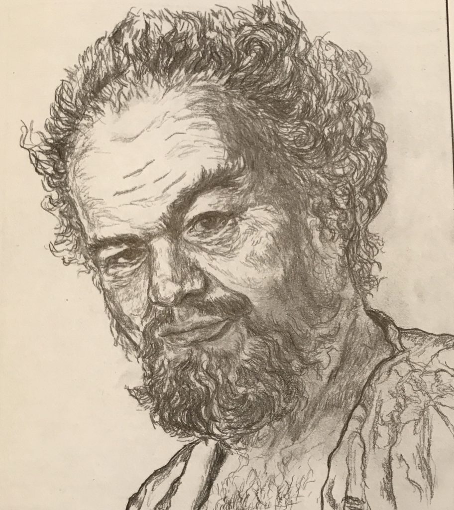Louis Quilico as Falstaff. Pencil drawing by Christina Petrowska Quilico from her book Opera Illustrated (Captus Press)